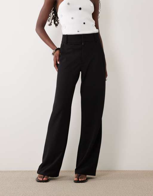 JDY wide leg tailored trousers in black, 2 of 5