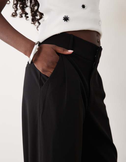 JDY wide leg tailored trousers in black, 4 of 5