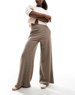 JDY JDY wide leg tailored trousers in brown