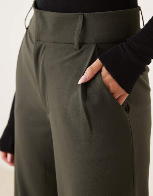 JDY wide leg tailored trousers in dark green, 2 of 5