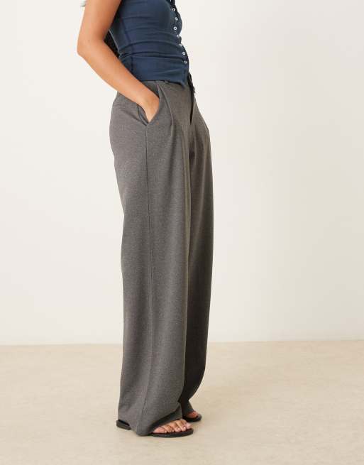 JDY wide leg tailored trousers in mid grey, 4 of 5
