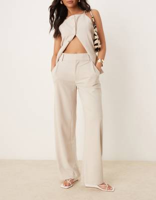 JDY wide leg tailored trousers in stone | ASOS