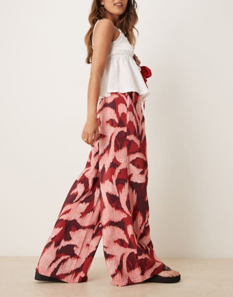 JDY wide leg trouser in abstract print - view 1