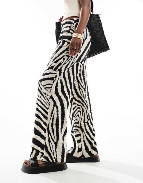 JDY wide leg trouser in zebra print - view 1