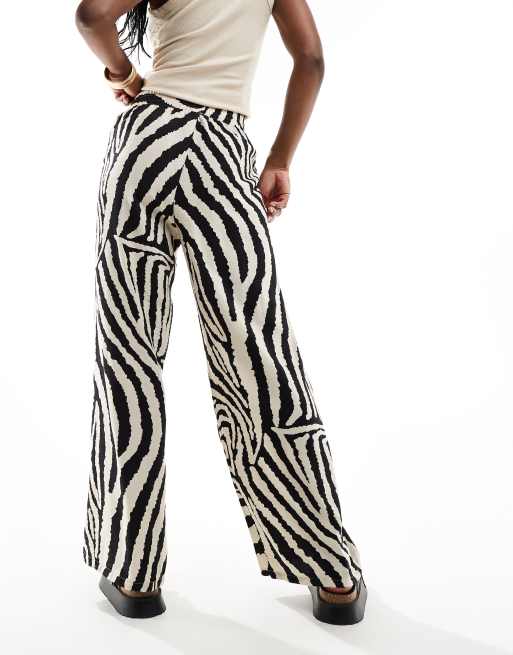 JDY wide leg trouser in zebra print, 3 of 5
