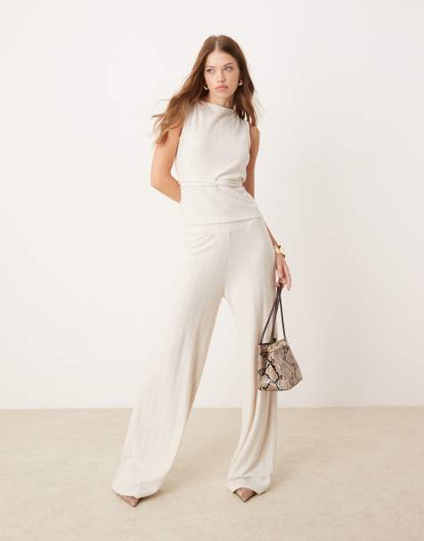 JDY wide leg trousers co-ord in cream
