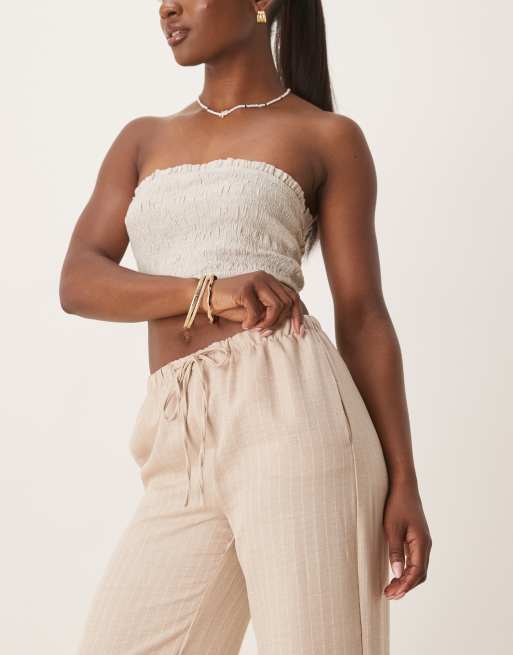 JDY wide leg trousers in beige stripes, 2 of 5