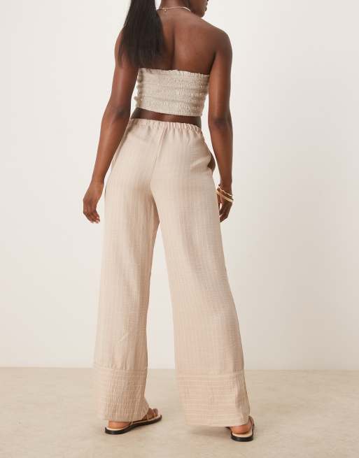 JDY wide leg trousers in beige stripes, 3 of 5