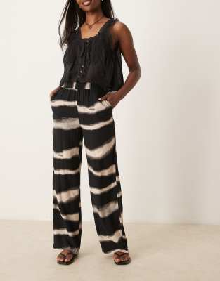 JDY wide leg trousers in black abstract print | ASOS