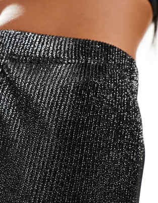 JDY Petite wide leg pants in black glitter