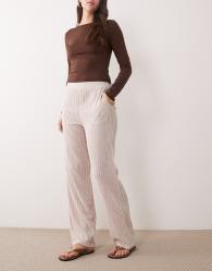 JDY wide leg trousers in brown stripes