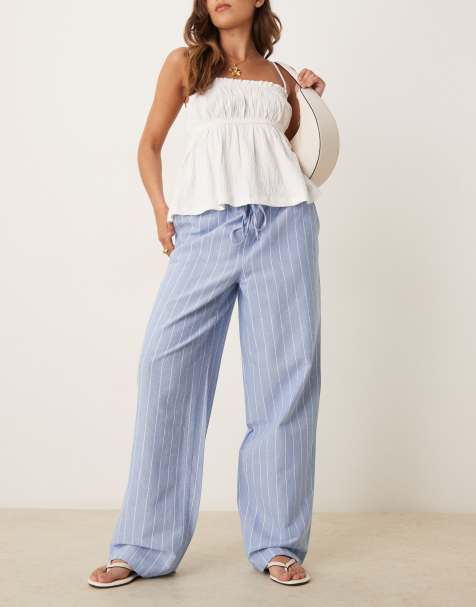 JDY wide leg trousers in light blue stripes - view 1