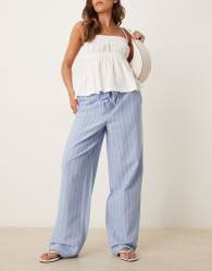 JDY wide leg trousers in light blue stripes
