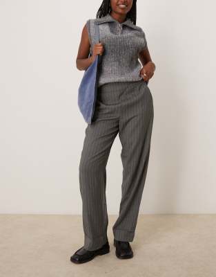 JDY JDY wide leg trousers in light grey pinstripe