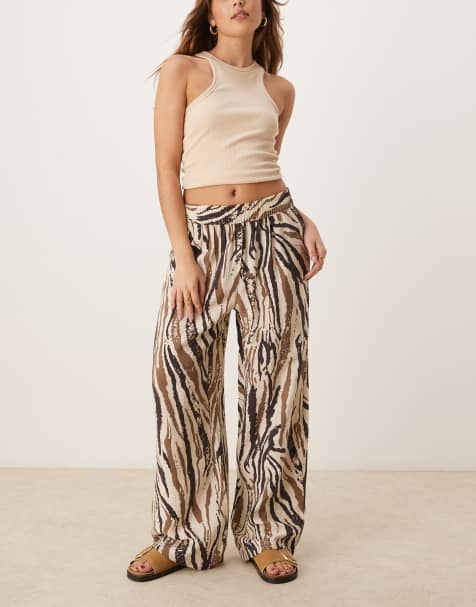 JDY wide leg trousers in tonal zebra print - view 1