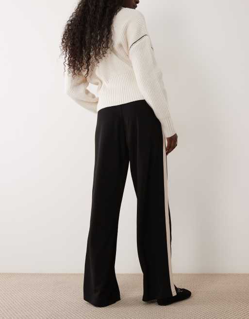 JDY wide leg trousers with side stripe in black, 4 of 5