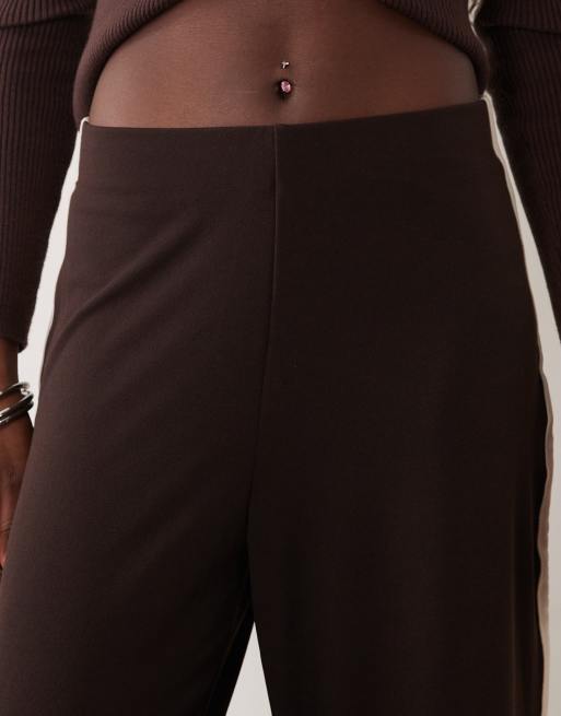 JDY wide leg trousers with side stripe in brown, 2 of 5