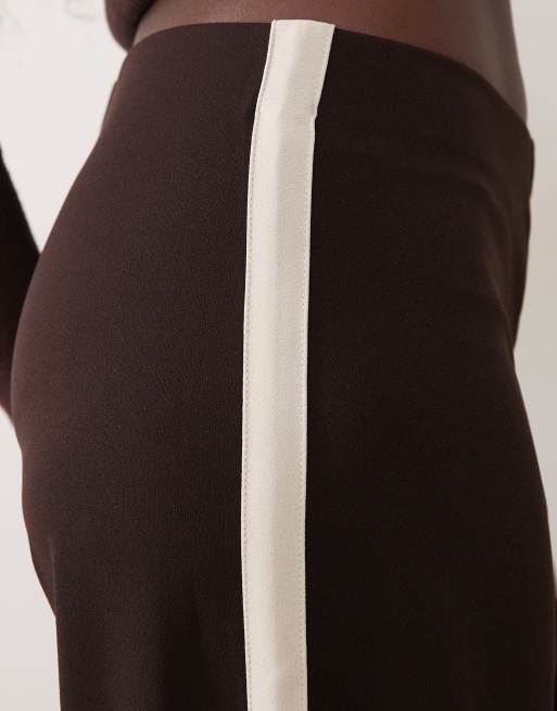 JDY wide leg trousers with side stripe in brown, 4 of 5