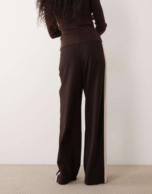 JDY wide leg trousers with side stripe in brown, 5 of 5