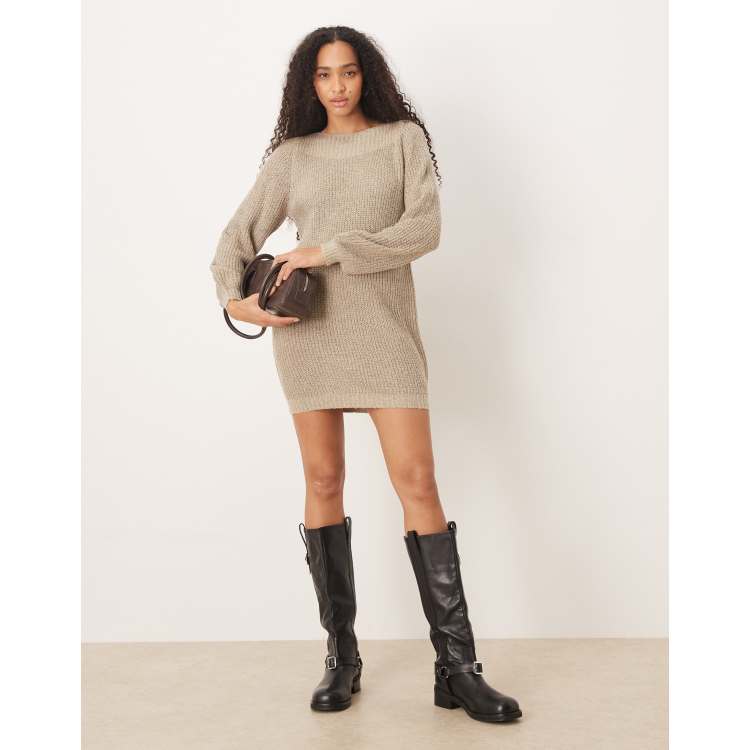 Trois Logo Knit Mini Dress beige Sサイズ Trois Logo Knit Mini Dress beige Sサイズ - メルカリ
