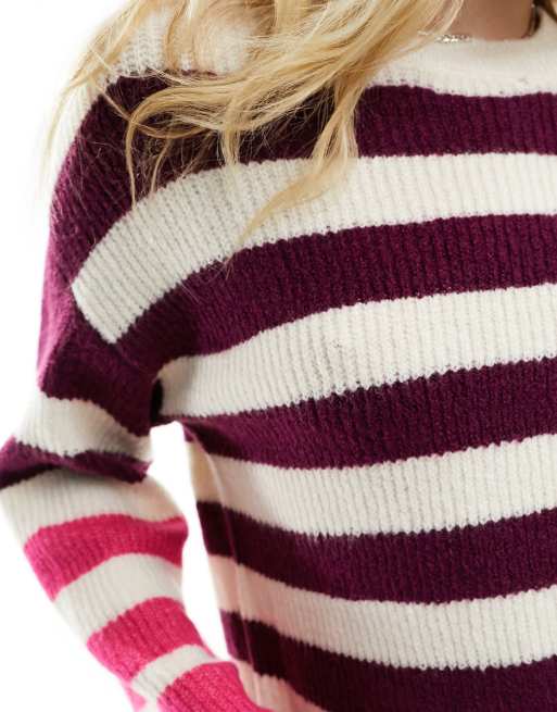 JDY wide sleeve jumper in purple and pink stripe, 4 of 4