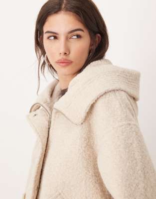 Jdy Wool Look Hooded Jacket In Neutral
