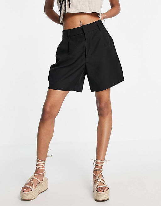 JDY woven tailored A line shorts with belt loops in black