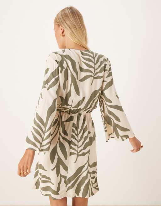 beige kimono dress Woman Wheat Rich Gold Petal Kimono Dress 2001525