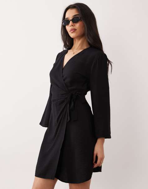 JDY wrap kimono dress in black - view 1