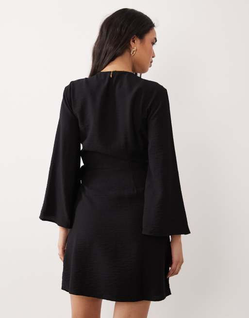 JDY wrap kimono dress in black, 3 of 4