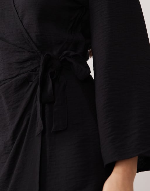 JDY wrap kimono dress in black, 4 of 4
