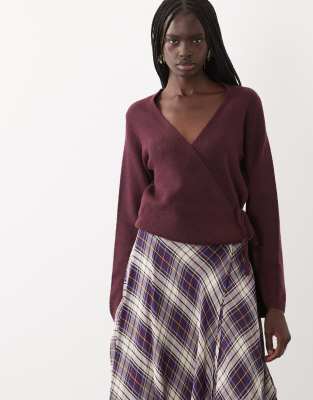 Jdy Wrap Knit Cardigan In Brown
