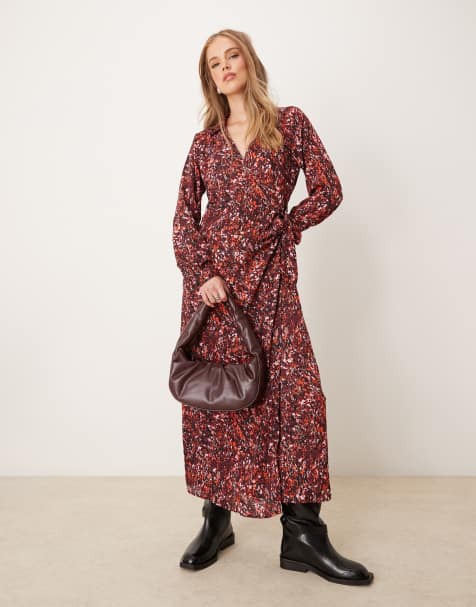 JDY wrap maxi dress in multi abstract print - view 1