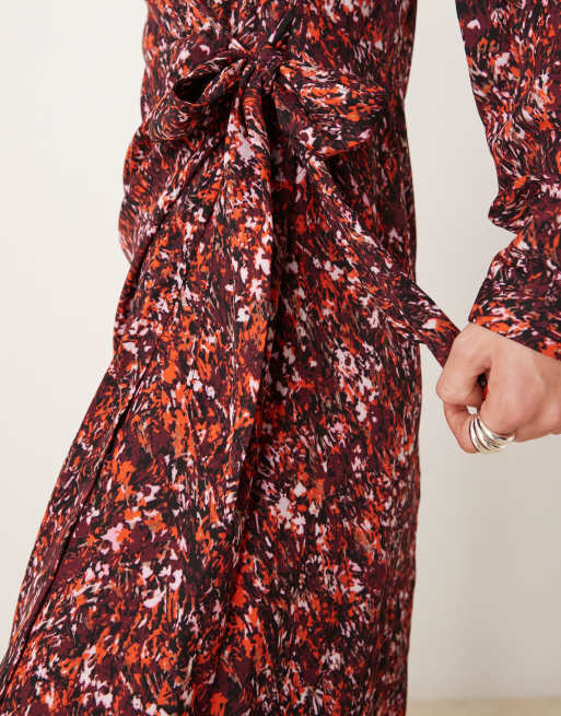 JDY wrap maxi dress in multi abstract print, 3 of 4