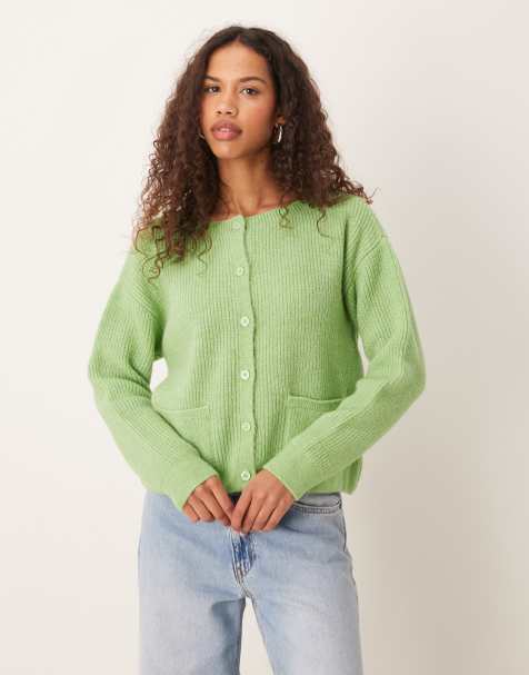 JDY light weight knitted cardigan in green