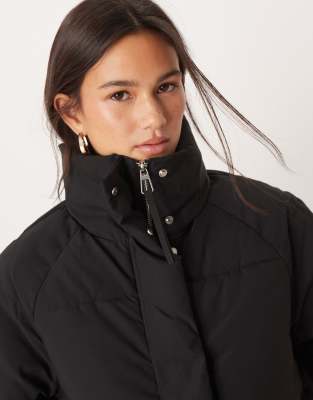 Jdy Zip Detail Padded Coat In Black