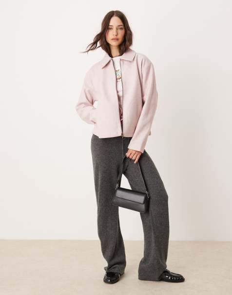 JDY zip up jacket in light pink - view 1