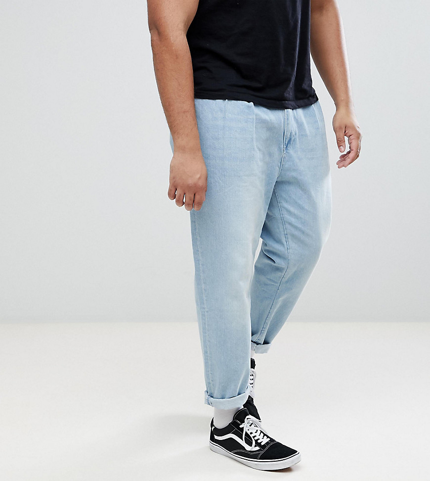 Jeans med dobbelt fold i letvasket blå fra ASOS PLUS