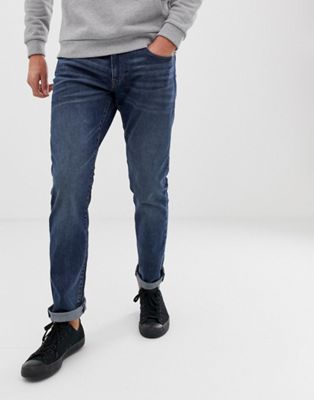 Jeans med smal pasform i mørkeblå vask fra Esprit