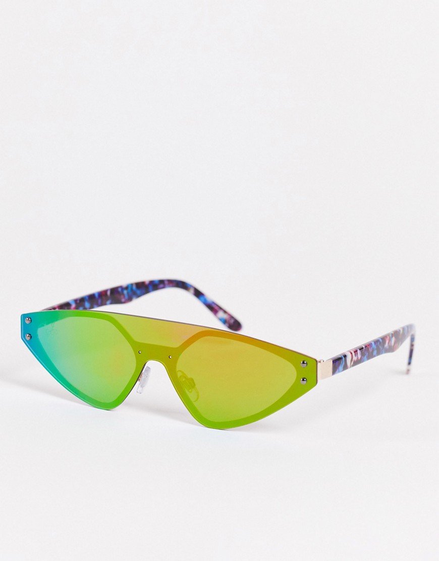 Jeepers Peepers angular shield sunglasses in mirrored lens-Multi