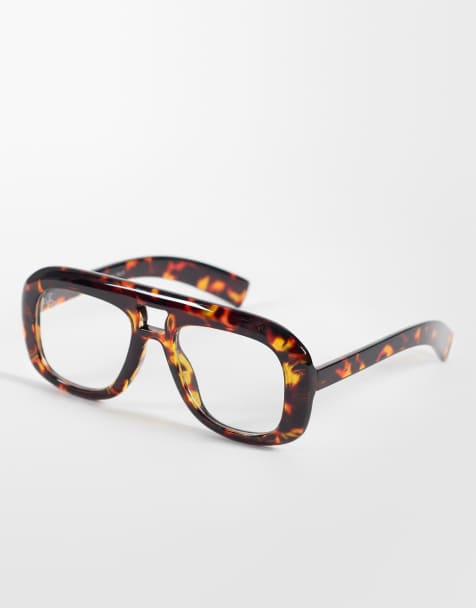 Jeepers Peepers aviator clear lens glasses in dark tortoiseshell - view 1