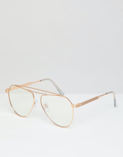 Jeepers Peepers aviator glasses with clear lens in gold ASOS