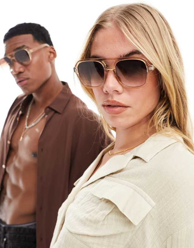 Jeepers Peepers - aviator sunglasses in beige transparent