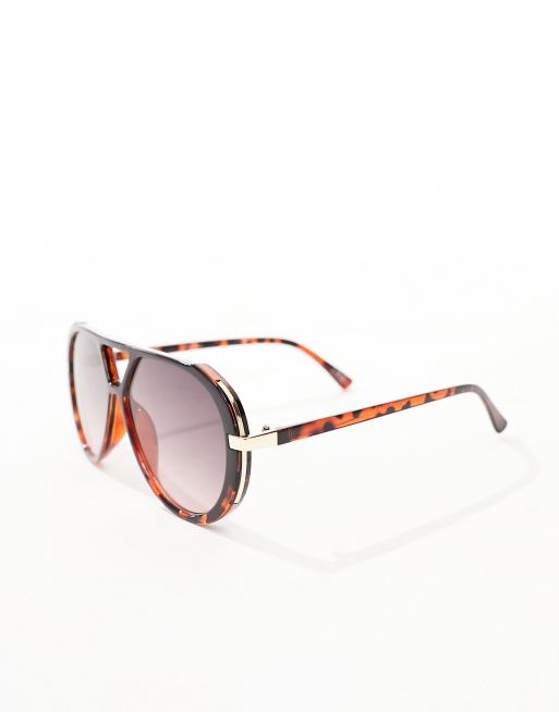 Jeepers Peepers aviator sunglasses in black/tortoiseshell, 4 of 4