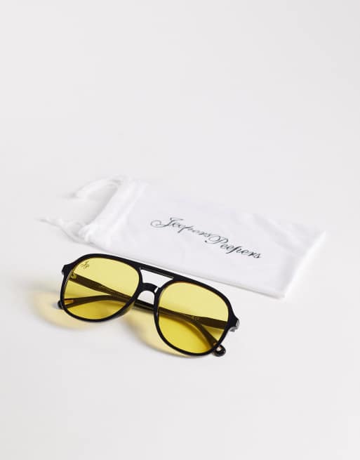 Jeepers Peepers aviator sunglasses in black with yellow lens, 3 of 3