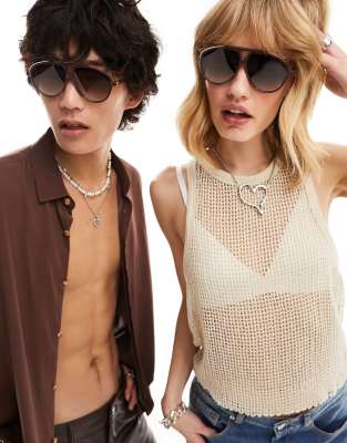 Jeepers Peepers aviator sunglasses in brown - ASOS Price Checker