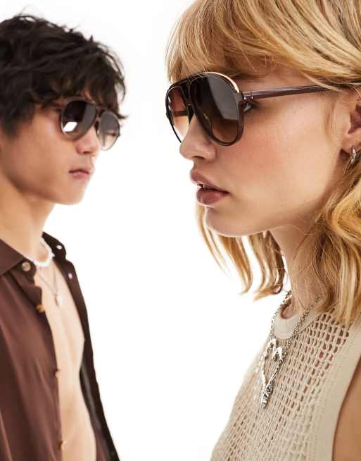 Jeepers Peepers - Aviator zonnebril in bruin, 2 van 4