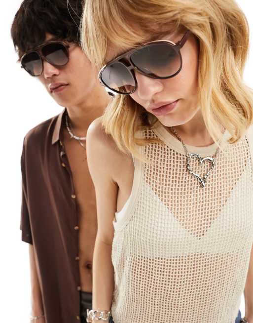 Jeepers Peepers - Aviator zonnebril in bruin, 4 van 4