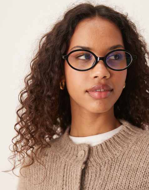 Jeepers Peepers blue light lens oval glasses in black - view 1