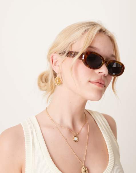 Jeepers Peepers – Breite, ovale Sonnenbrille in Schildpattoptik - view 1
